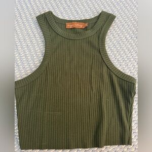 Forest Green Ribbed Tank Top